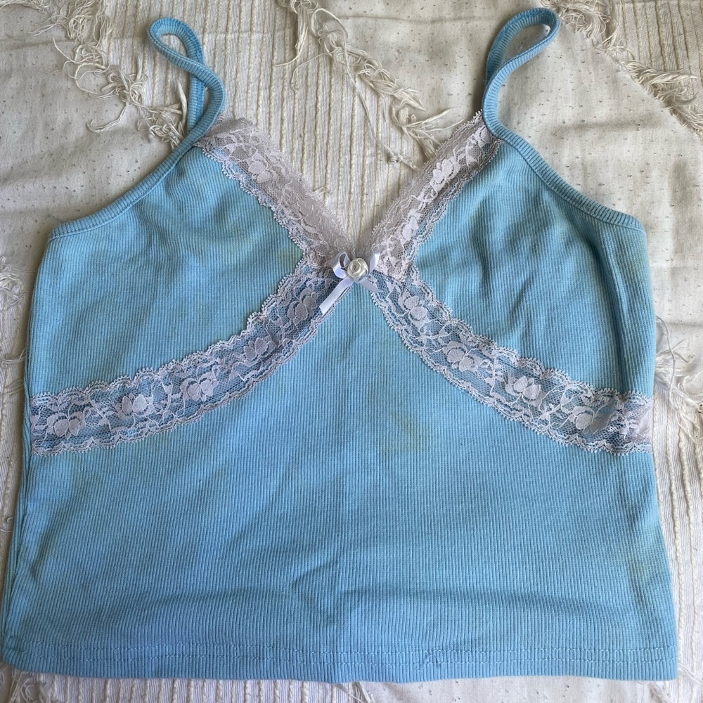 Lace baby blue SHEIN crop top. Size medium.